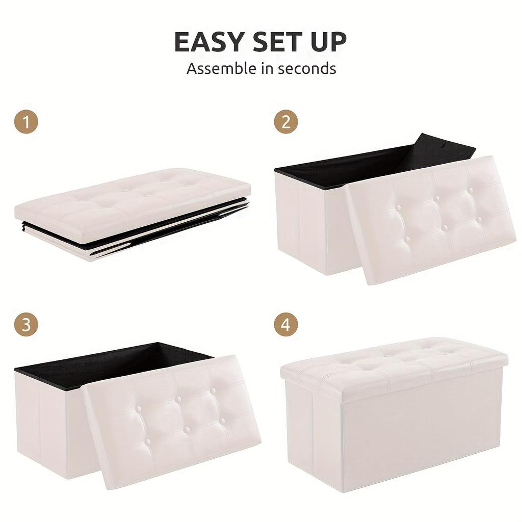 YOUDENOVA Skládací úložný prostor s otomanem a stupínkem Vhodné pro obývací pokoje a PU 160 kg Nosnost Stolička, Dvojsedák, Úložný prostor, Podnožka, Stolička, Pokoje,