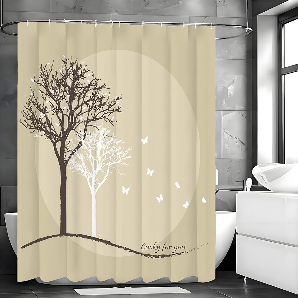

Tree Butterfly Shower Curtain, Bathroom Decorative Shower Curtain, Waterproof Shower Curtain with Hooks 90*180cm