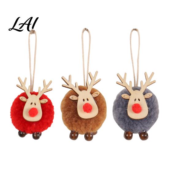 Winter Wonderland Party Supplies Christmas Felt Elk Hanging Ornaments Cute Fuzzy Pom Reindeer Adorable Deer Ornaments for Windows Pendant,