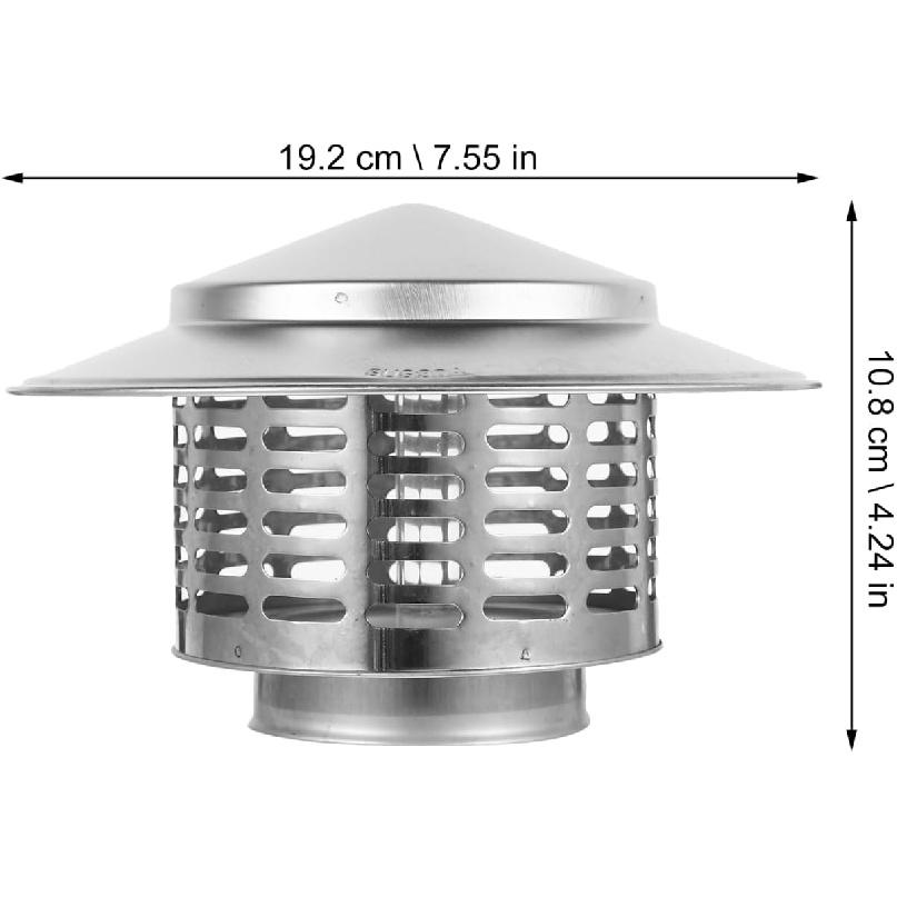 5 Inch Round Stainless Steel Chimney Cap - Flue Cover for Roof Ventilation - Weatherproof Chimney Cover to Fit Existing Flue Tiles and Enhance