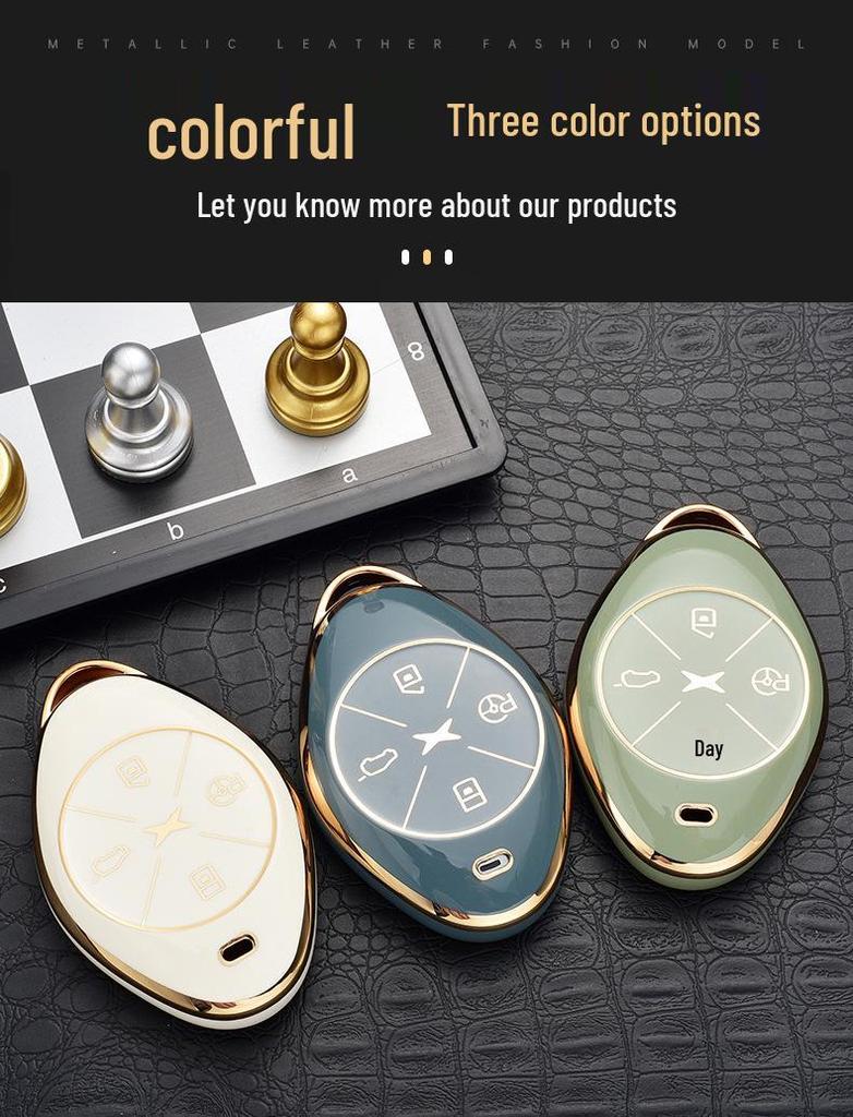 Luxury Key Case for 2021 Xpeng Motors G3/P7 - Unisex Full Cover with Buckle