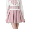 Yumetenbow Ribbon Lace Stack Pleated Skirt 535469 Pink