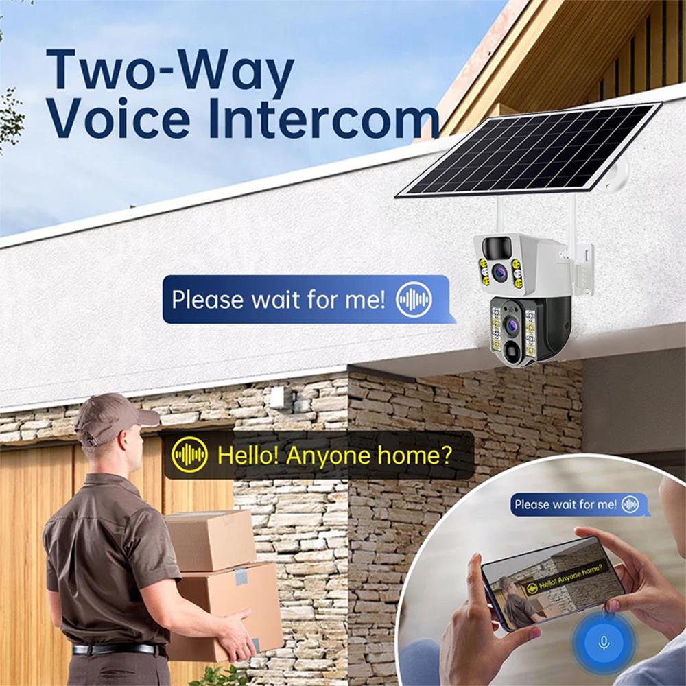 8PM Solarkamera 4K Dual-Objektive 4G Sim Wifi Außen Dual-Objektiv PIR Personenerkennung IP66 Wasserdicht CCTV Videoüberwachung