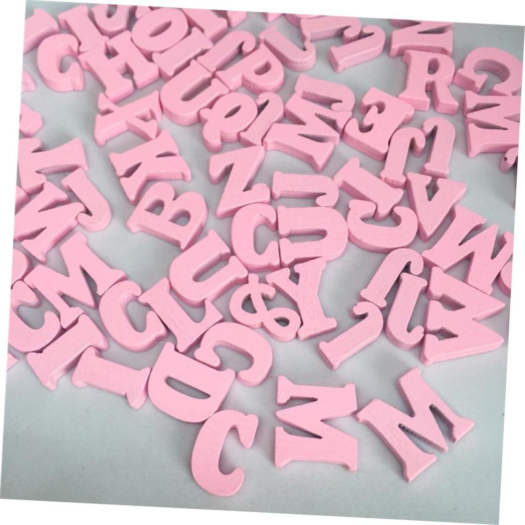 100pcs Wooden Letters Craft Wood Letters Wood Decor Wood Craft Shapes Letter Embellishments Wooden Letter Shapes Wedding Decoration Pink Crafts