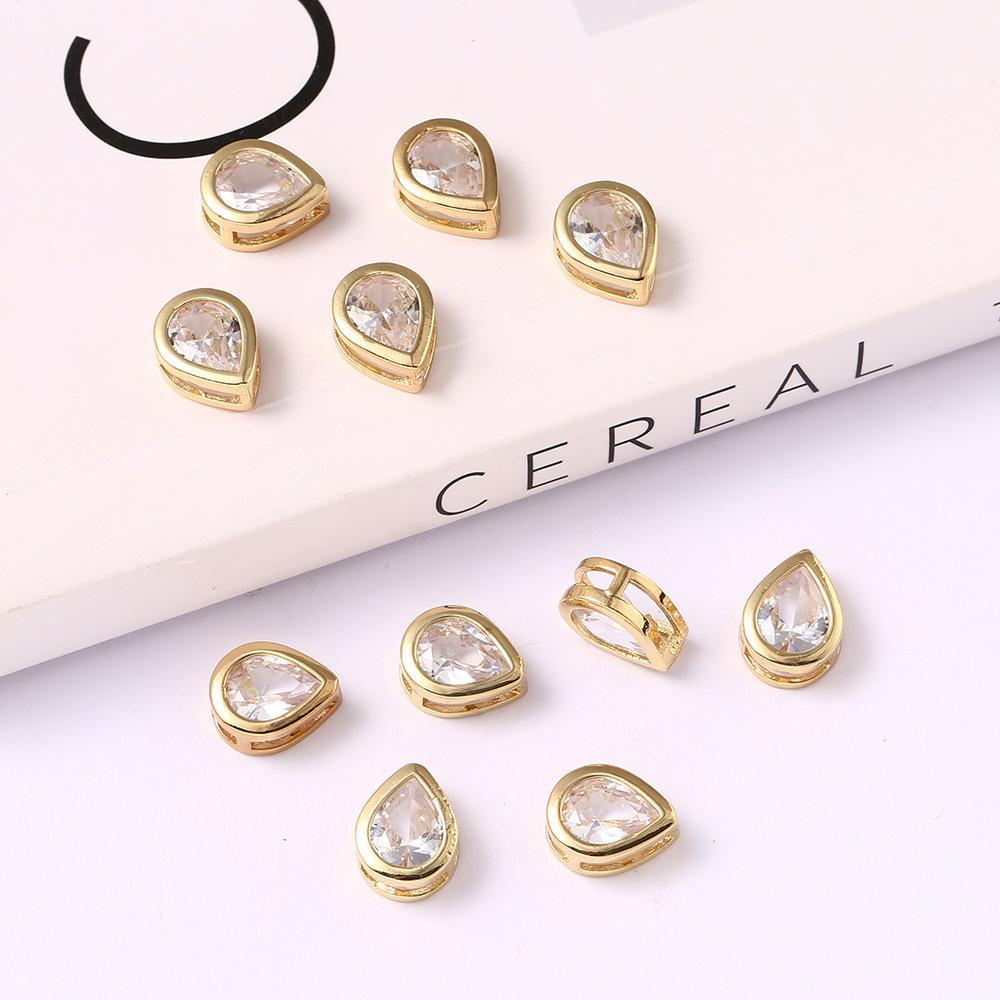 Gold Edged Zircon Love Water Drop Jewelry Accessories Diy Bracelet Necklace Accessories, Removable Hole Shoe Buckle