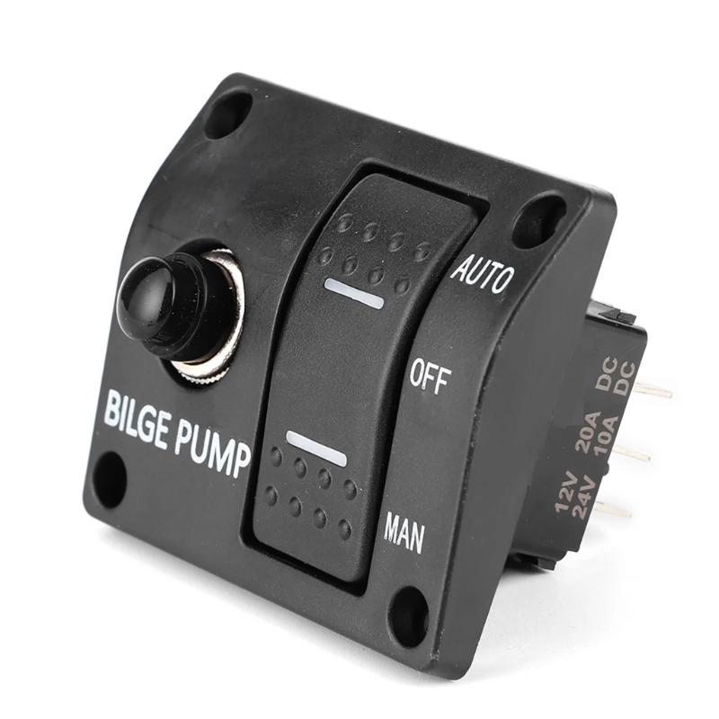 Upgrades Bilge Pump Switch Panel 3 Way 12V/24V Marine Switch Panel Water Pump Control Button Switch Fishing Boat Switch