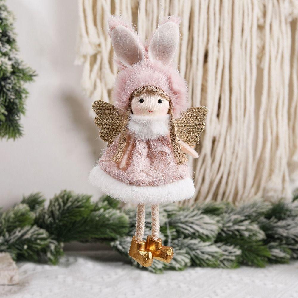 Cartoon Long Ears Angel Girl Ornaments Handmade Xmas Tree Pendant  Party Favors