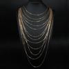 Übertriebene mehrschichtige Metalltextur-Kette langes Halsketten-Körperketten-Temperament-Accessoire für Damenmode