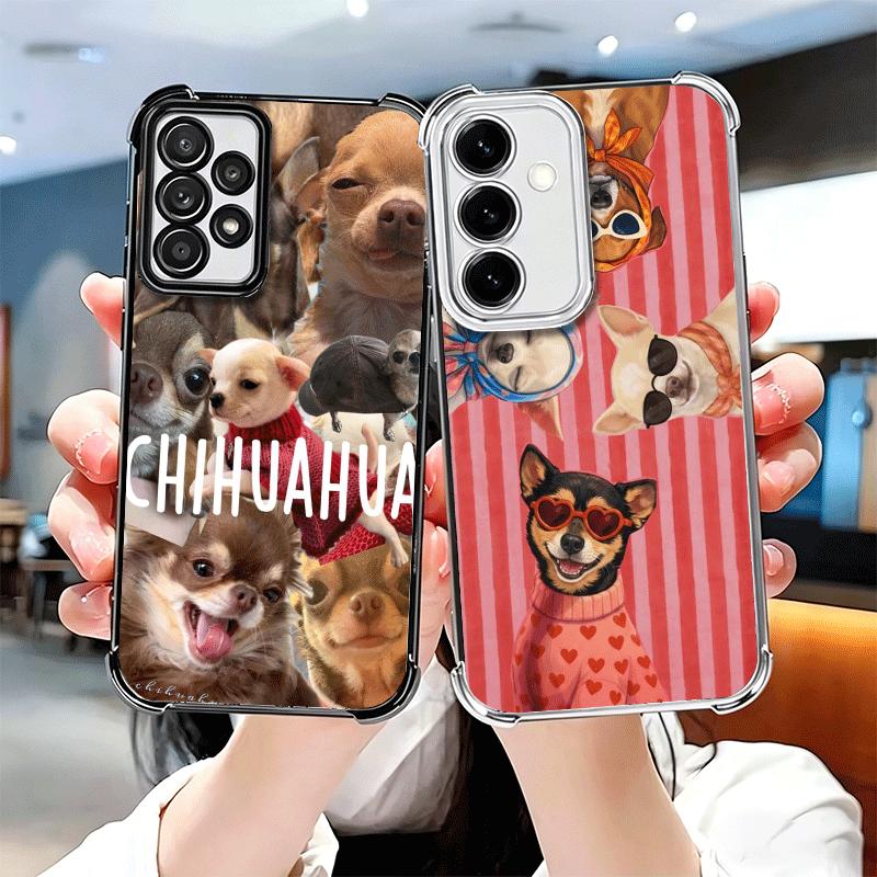 Chihuahua Puppy Teacup Dog Plating Phone Case For Samsung A17 A07 A37 A57 A16 A56 A15 A55 A14 A54 A13 A53 A26 A36 A25 A35 A24 A3