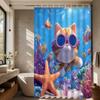 Tenda da Doccia Stampata Gatto Subacqueo Opere d'Arte Animali Colorate Per Decorazione Bagno Bambini