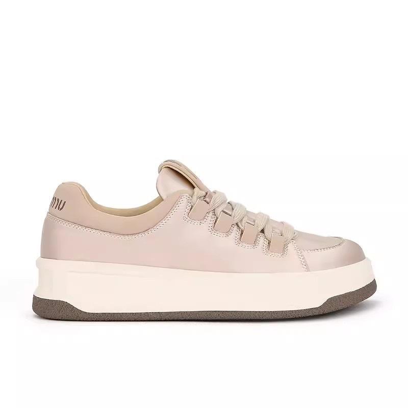 Sheepskin version of grape mother, the same breathable silk satin round head muffin thick-soled lace-up heightening sports and leisure shoes wom