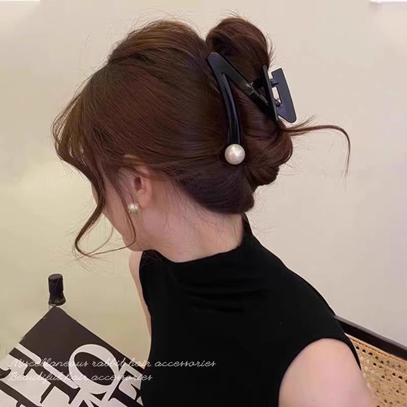 New Elegant "Z" Shape Pearl Hair Claw For Women Girls Sweet Hair Ornament Back Head Hair Holder Clip Fashion Hair Accessories