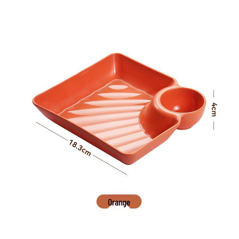 Japanese-style Square Dumpling and Dessert Plate with Vinegar Dipping Dish