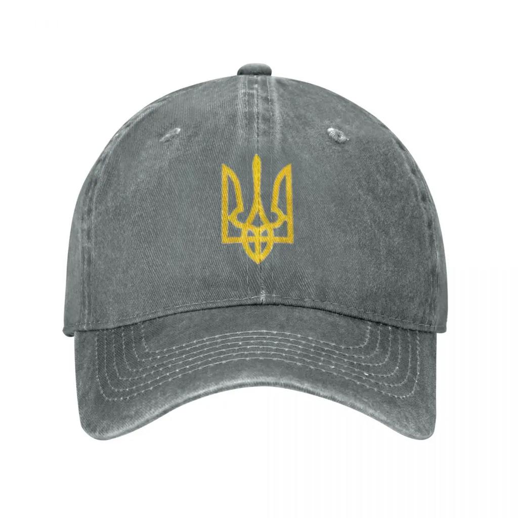 Zelensky Gelber Dreizack Ukrainischer Präsident Baseballkappe Unisex Stil Used Denim Snapback Kappe Ukraine Flagge Kappen Hut