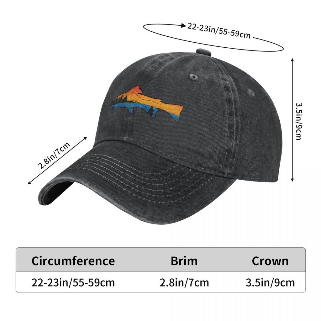 Fly Fishing Sunset Baseball Cap Fishing Lover Vintage Baseball Hats Unisex Outdoor Adjustable Dad Hats Cap