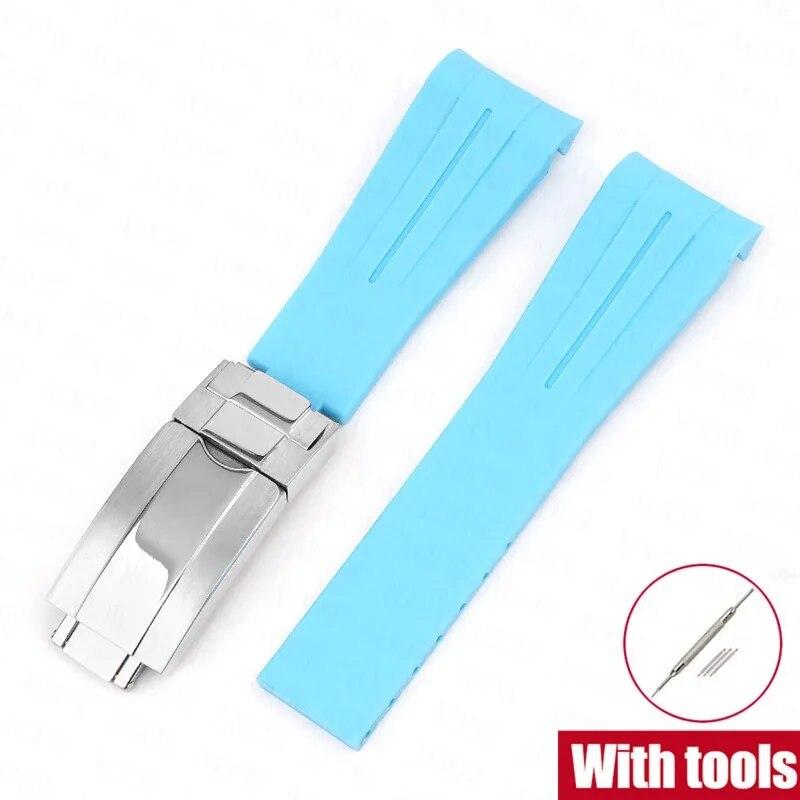 Rubber Watch Band Fit for Omega X Swatch Moonswatch 20mm Stainless Steel Folding Buckle Men Women Curved Replace Strap for Rolex