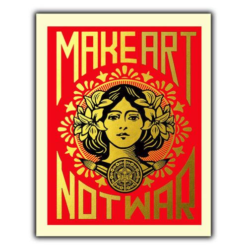 MAKE ART NOT WAR METAL PRINT PLAQUE WALL SIGN Humorous inspirational quote retroAluminum 20x30cm(7.8x11.8inch)