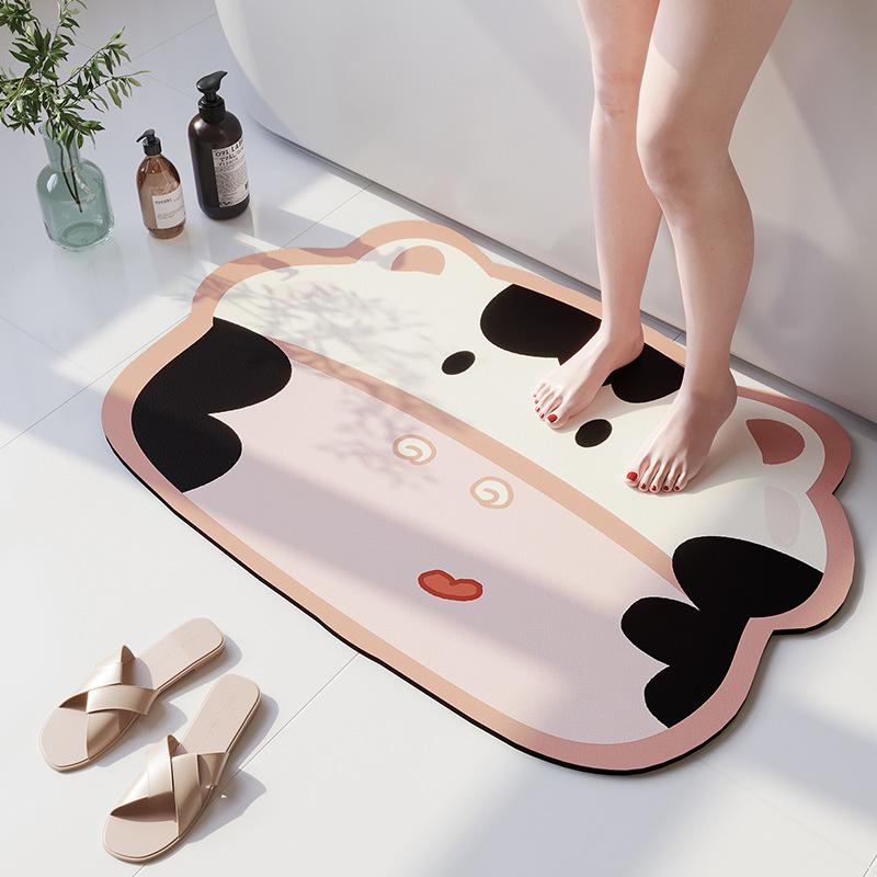 Cartoon Bear Diatom Mud Floor Mat Bathroom Non-Slip Absorbent Foot Mat Household Toilet Quick-Drying Dirt-Resistant Floor Mat