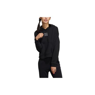 Neo Logo Print Cropped Sports Hoodie Women Tops Black GP5591