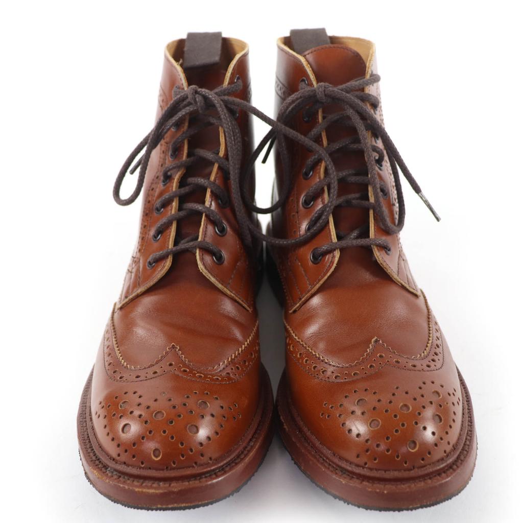 Great Tricker's boots Moulton Wingtip Country Boots Leather Brown Women L5780 Used