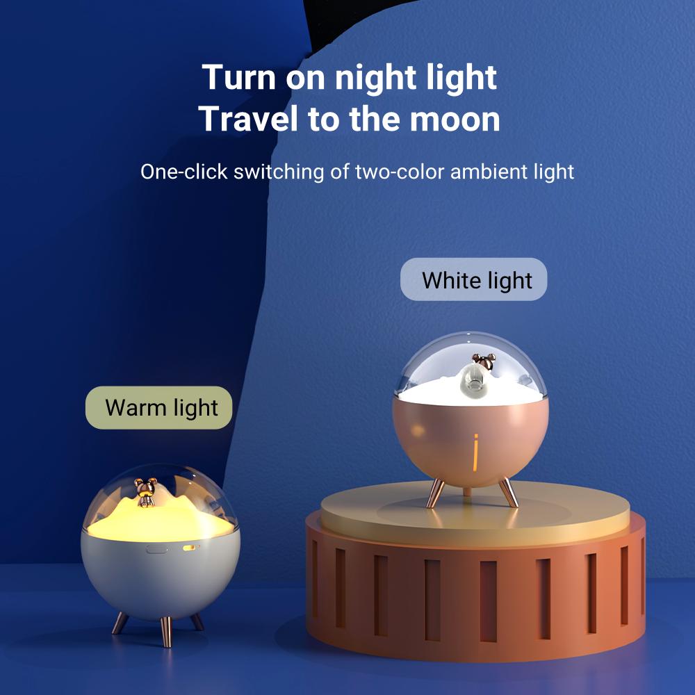 Umidificatore d'aria Orso Spaziale 260 ml Diffusore di Nebbia d'Acqua USB con Lampada LED per Casa Stanza Umidificatore Aroma Ultrasuoni Elettrico Silenzioso