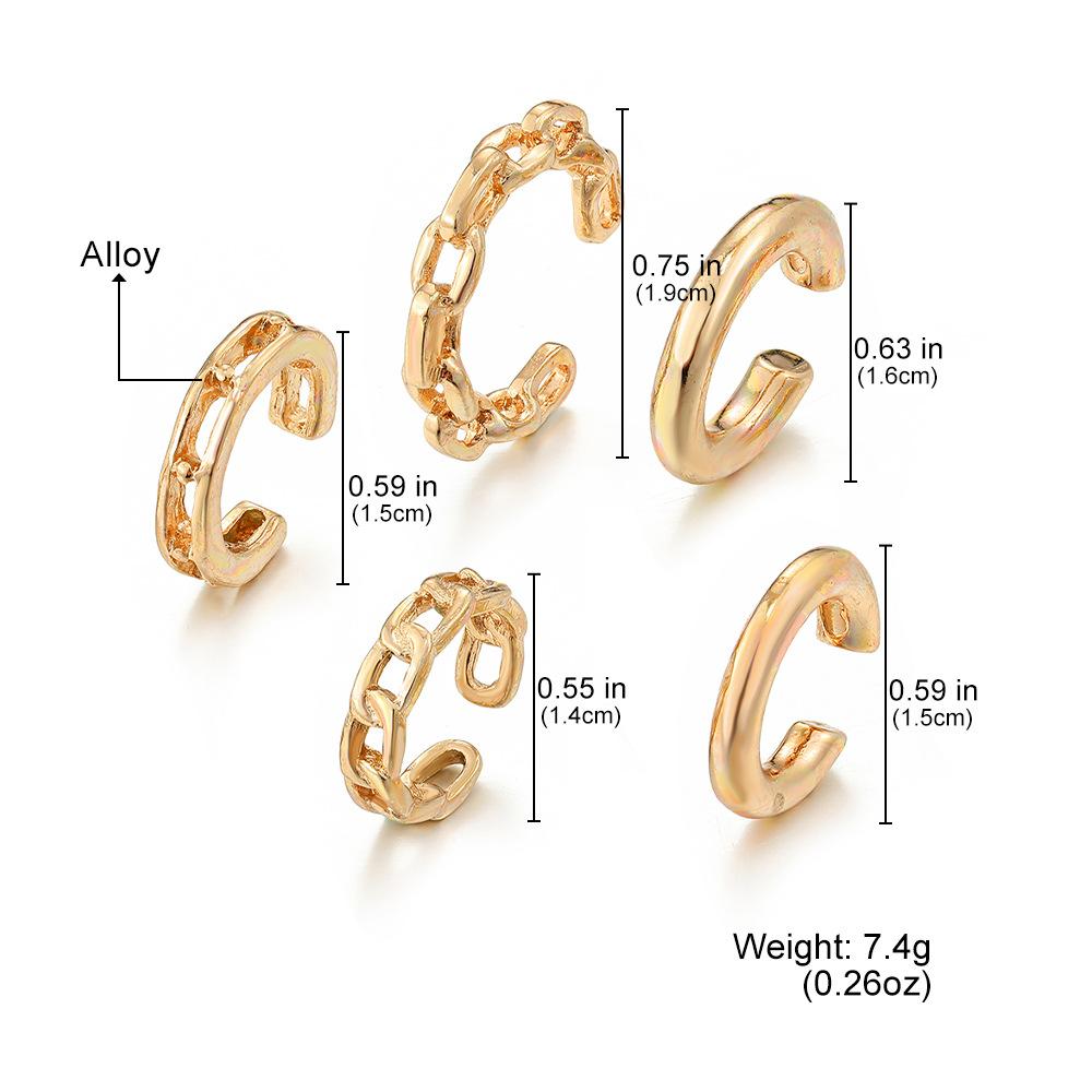 Women's Ear Cuff Set No Piercing Ear Wrap Ear Climber Gold Plated Huggie Hoop Earrings Geometric Hollow Out Statement Ear Jewelry Gift