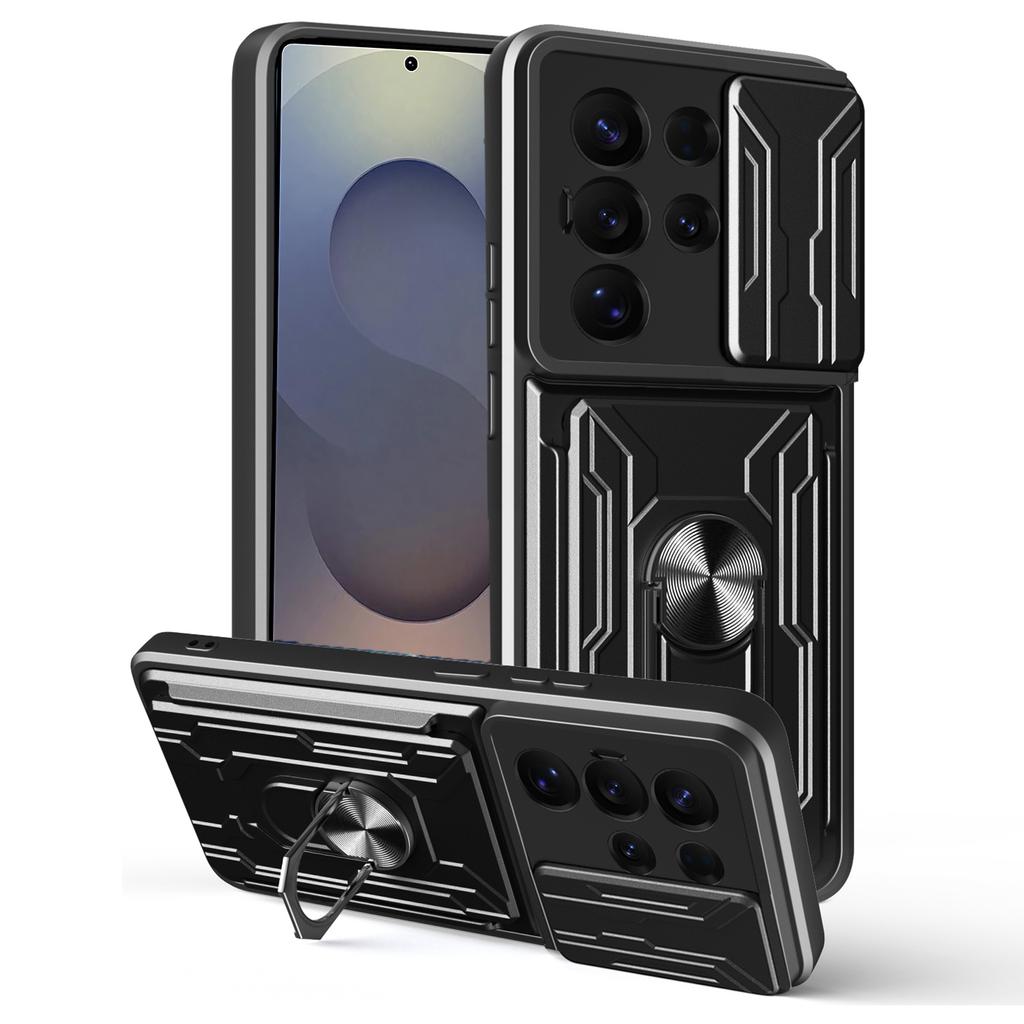 For Samsung Galaxy S25 Ultra Case PC+TPU Kickstand Phone Back Cover with Camera Slider