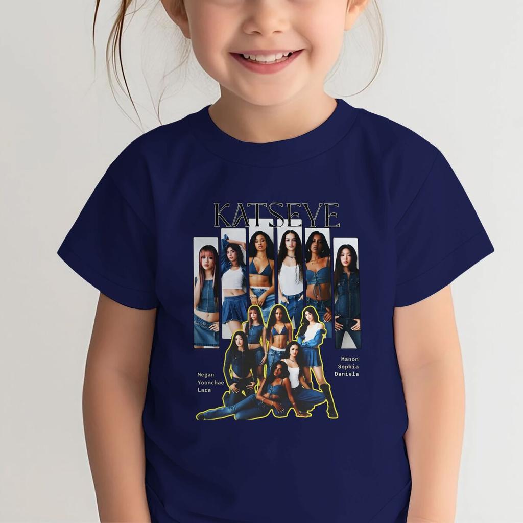 KATSEYE Print T-shirt for Kids Casual Summer Top with Katseye Pattern Short Sleeve Tee Youth Girl Streetwear Fashion Tops