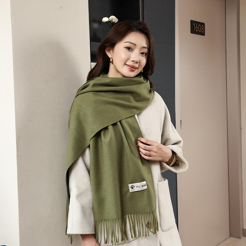 Wool autumn and winter warm scarf warm color scarf solid color simple and versatile gift fashion