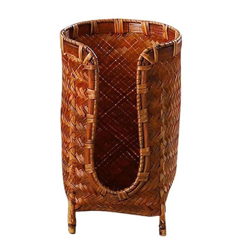 

Bamboo Woven Tea Cup Storage Basket Retro Paper Cup Dispenser Cup Holder Rack Mouthwash Cup коричневый