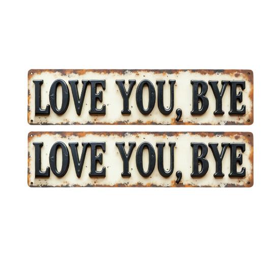 Träskylt "Love You Bye" Vintage Stil Väggkonst Gårdsstil Rustik Hängande Plakett för Vardagsrum Hall Entré Vägg Dörr Heminredning