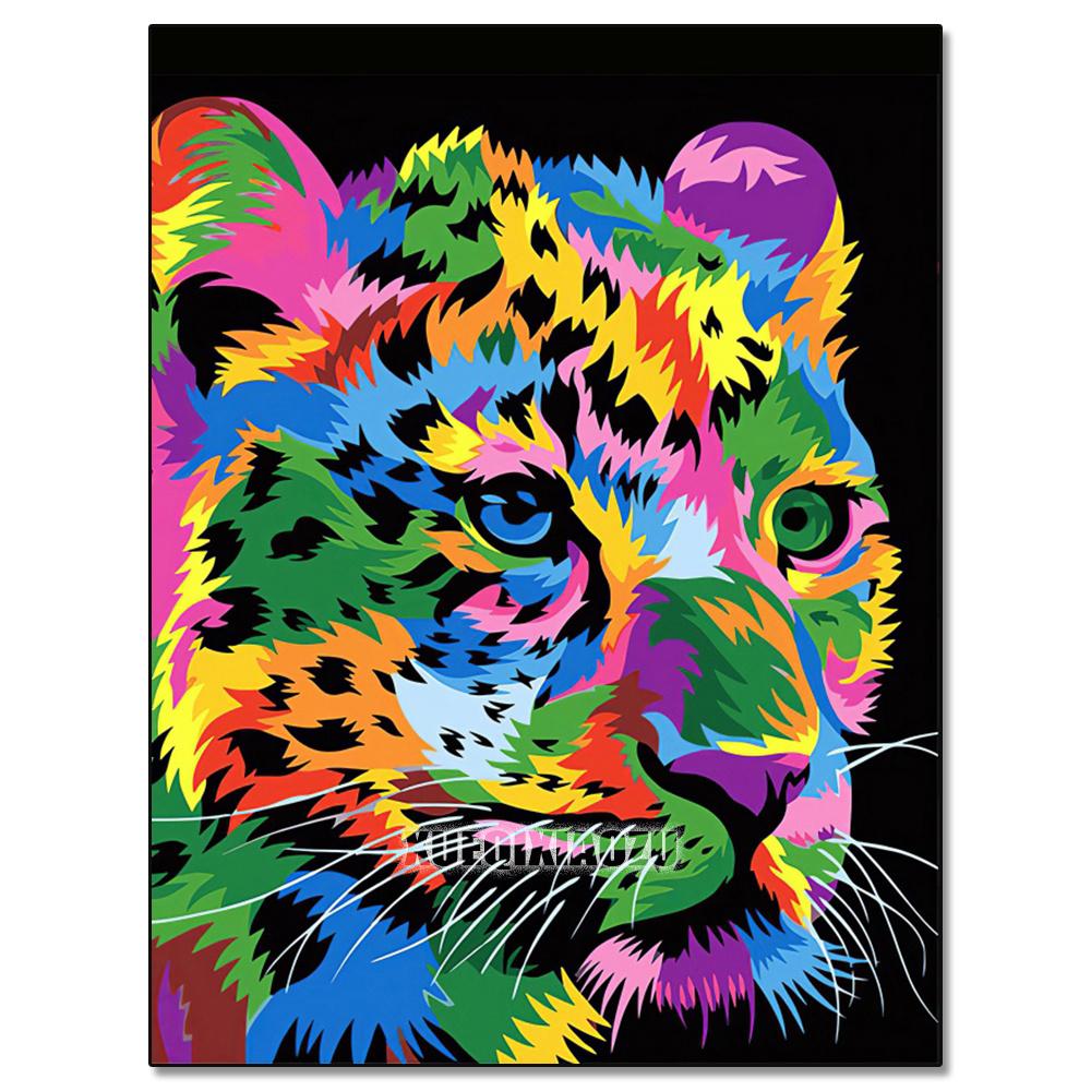 Peinture au Diamant 5D DIY Animaux Lion Chat Tigre Kit de Point de Croix Broderie Diamant Ronde Complète Mosaïque Artistique Image de Strass