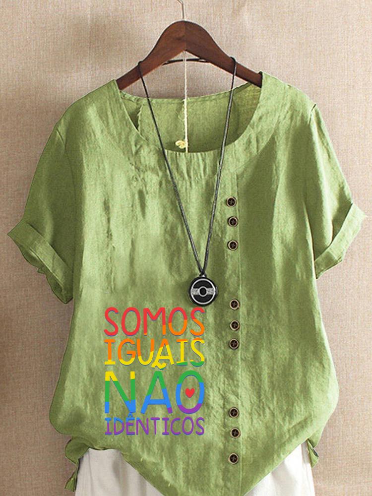 

Women s Fashion Gradient Color Letter Print Shot Sleeve T-shirt Loose Cotton Shirt Casual Loose Summer Plus Size Blouse Tops 5XL зелений