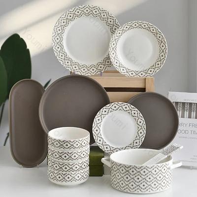 Platos de Pasta de Restaurante de Lujo Platos para Cenar Platos Deliciosos Plato de Cerámica Hogar Desayuno Cuencos para Leche de Avena Cuenco Grande para Sopa Vajilla