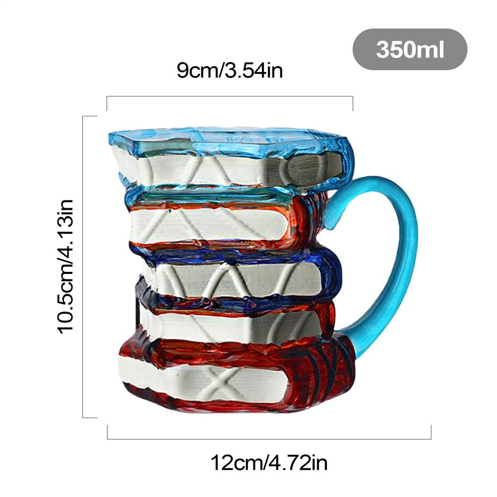 

Vintage Book Mug 350ml Glass Painted Reading/Study Coffee Cup for Readers Writers Book Stacking Coffee Cup Water Cup 350ml синий