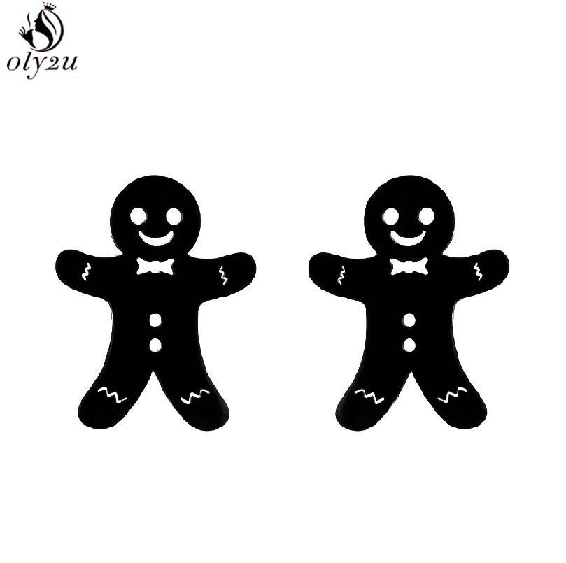 Funny Stainless Steel Gingerbread Man Earring Cartoon Ghost Ear Jewelry Girls Delicate Mermaid Fairy Earrings Gifts Accessories