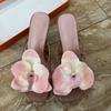 Elegant style red high heels for women 2025 new flower toe high-heeled slippers for summer
