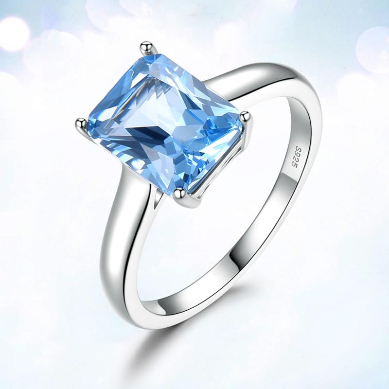 

Gica Gema Роскошные кольца с аквамарином и драгоценными камнями для женщин, твердое серебро 925 пробы, свадебное обручальное ювелирное изделие, подарок на вечеринку 7