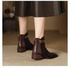Fashion 2024 Winter Fashion Ankle Women's Boots Brand Modern Boots Women Sewing Rivet Buckle Square Toe Med Heel Back Zip Shoes Female