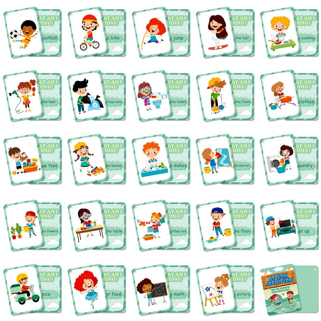 50 Behavioral Cognitive Education Cards Children'S Educational Early Education Enlightenment Cards Double-Sided Fun Educational Toy Cards