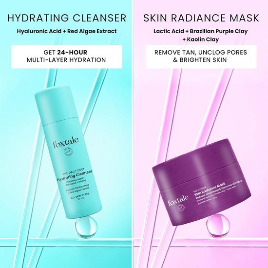 Foxtale Glow On Heartbeat Skincare Gift Set | Hydrating Cleanser, Tan-Removing Face Mask| Travel-Friendly Self-Care Kit for Radiant