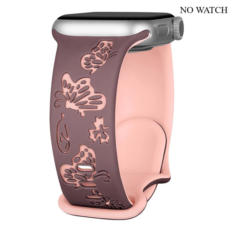 Silicone Strap For Apple Watch Series 11 10 9 8 7 6 5 4 3 For Iwatch Ultra 3/2 49mm 46mm 42mm 45-44-42-41-40-38mm Butterfly Woma