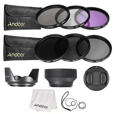 55/52/58/67/72/77mm Lens Filter Kit UV+CPL+ FLD + ND (ND2 ND4 ND8) Avec Carry Pouch