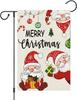 Merry Christmas Santa Claus Garden Ag 12x18 Inch Double Sided for Outside, Burlap Small Xmas Yard Ags Outdoor Holiday De SSL