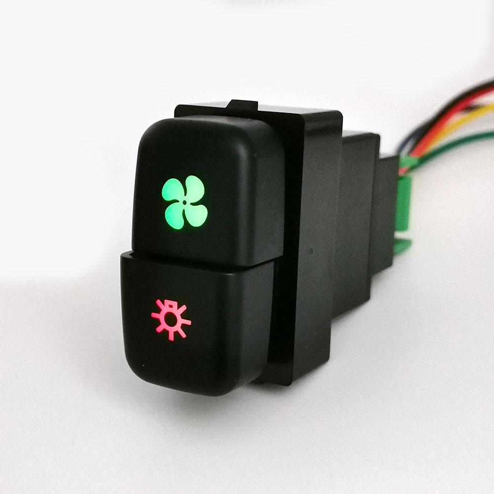 DC12V Car Dual key Switch LED DRL Fan Power on off Radar Switch Button with wire For Mitsubishi Pajero Triton ASX Lancer