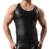 Men Club Vest Solid Color Smooth Surface Slim Fit Sleeveless Round Neck Cooling Breathable Faux Leather Plus Size Club Tank Top Men Clothes