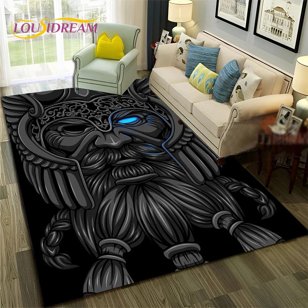 Nordic Viking Odin Valhalla Valknut Carpet Rug for Bedroom Living Room Home Sofa Decoration,Children Game Large Decor Floor Mat