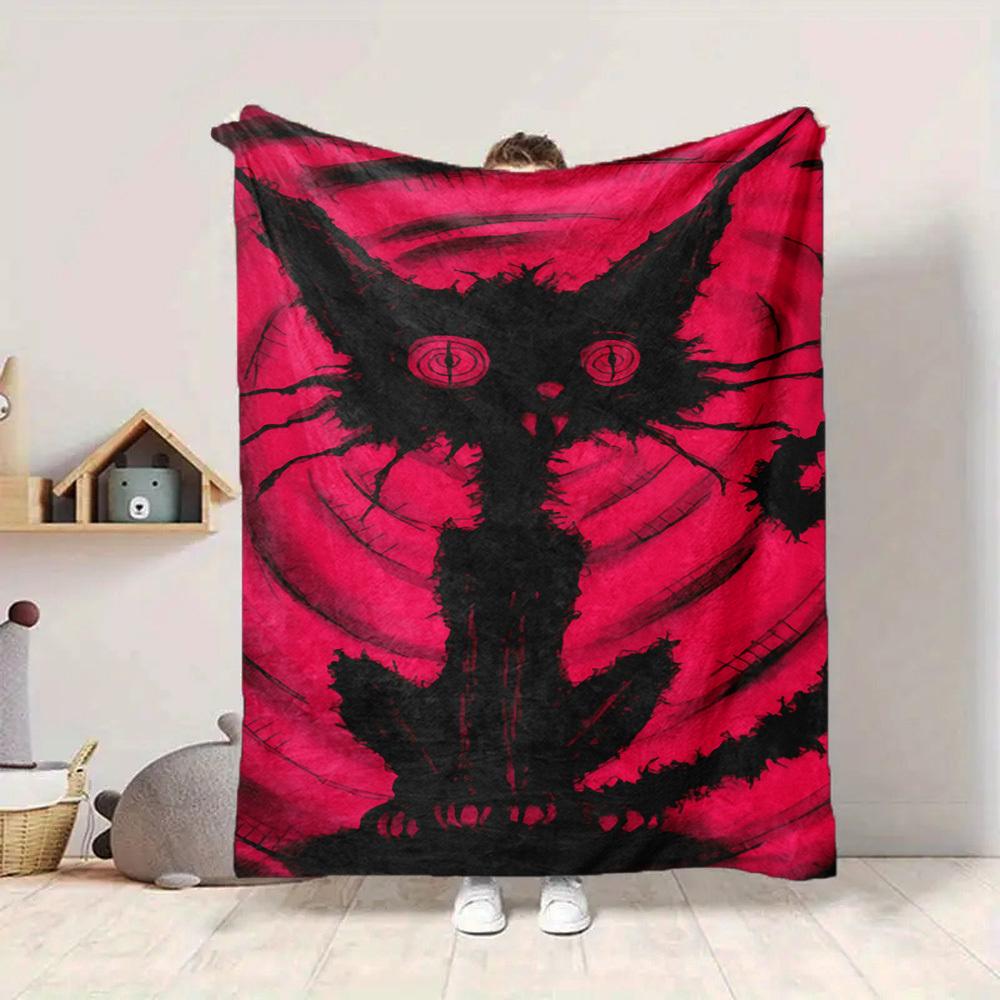 1pc Cat Eyes Monster Blanket, Lightweight Flannel Throw Blanket For Sofa, Bed, Travel, Camping, Living Room, Office, Couch, Chair, And Bed