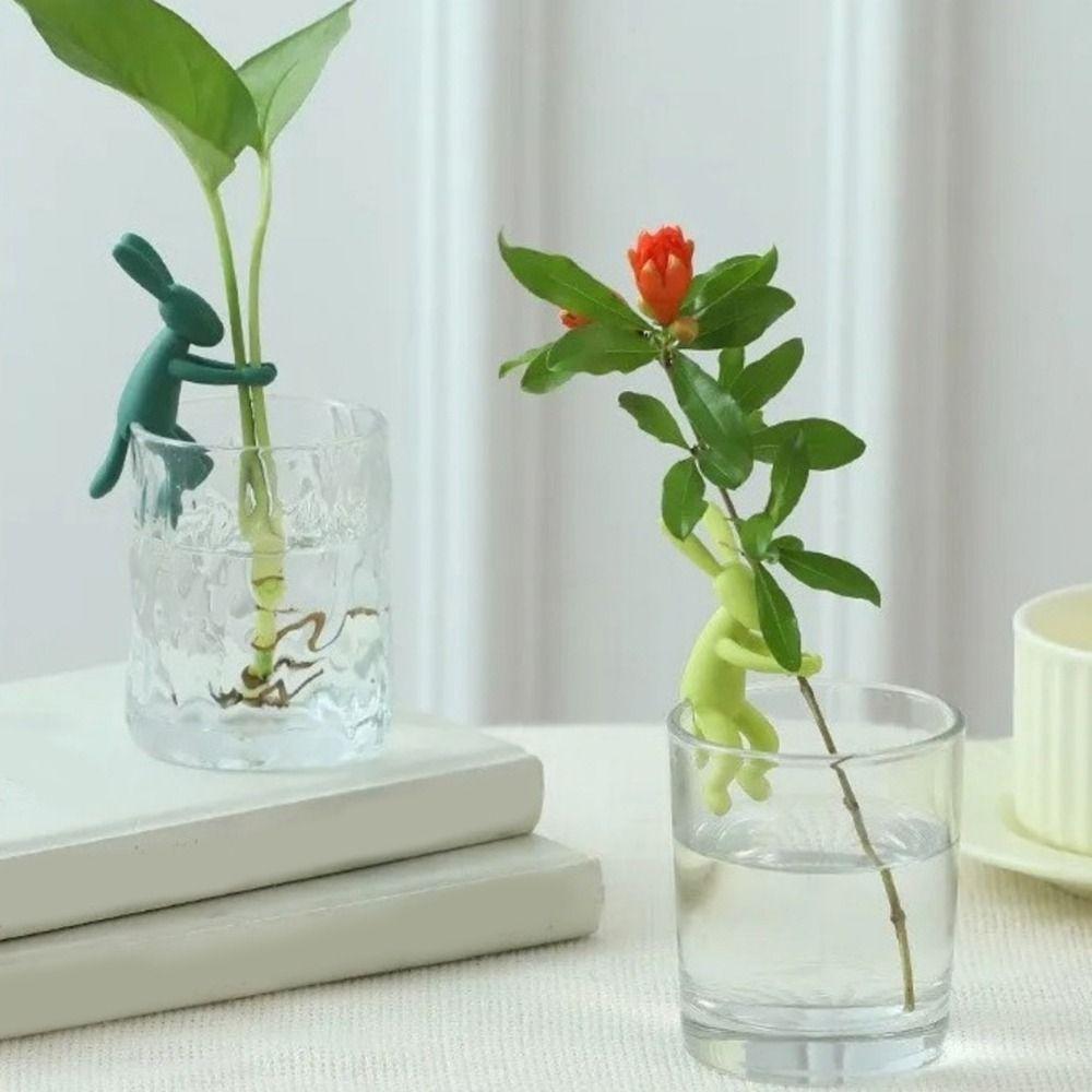 3PCS Plastic Rabbit Shaped Plant Stem Support Decorative Hydroponic Stabilizer  Vase Plant Decor