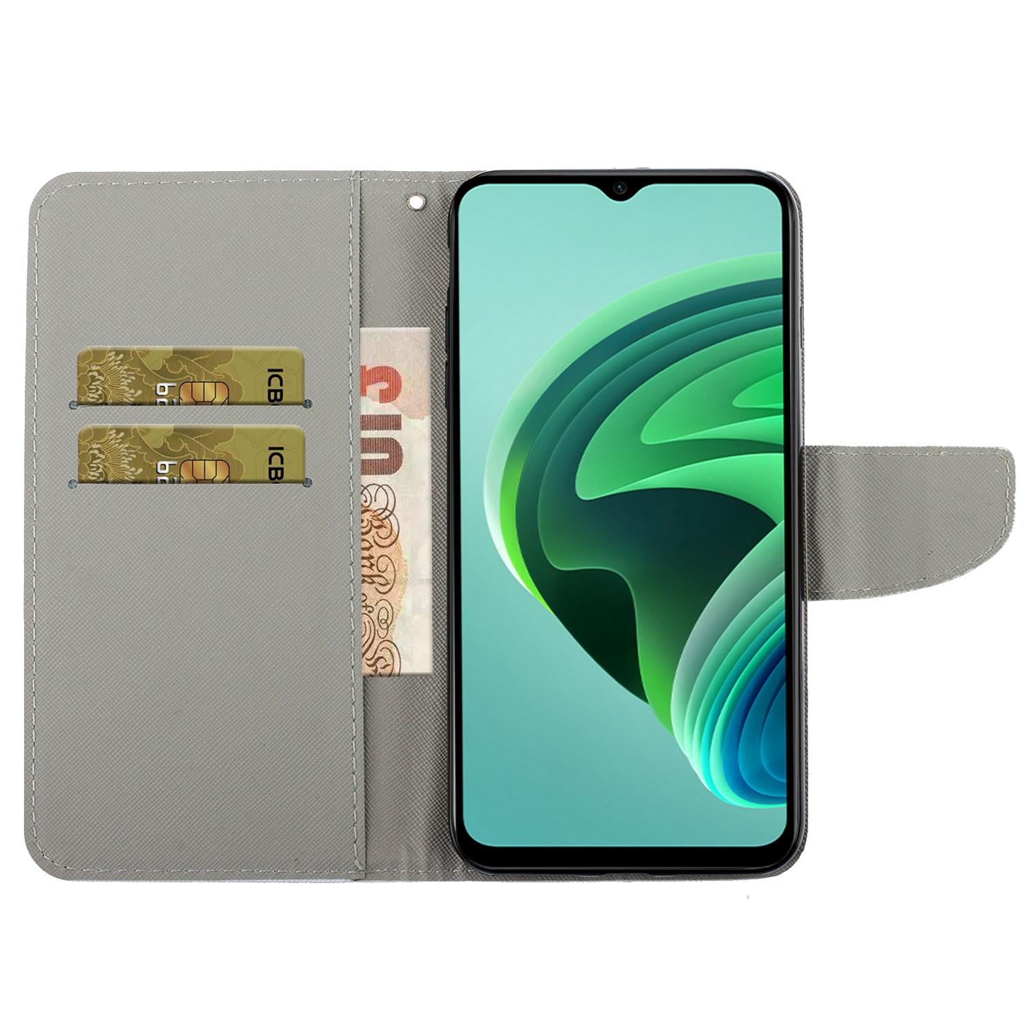 

Anti-scratch Stand Phone Case for Xiaomi Redmi 10C 4G,Cross Texture Pattern Printing PU Leather Wallet Cover Love Heart